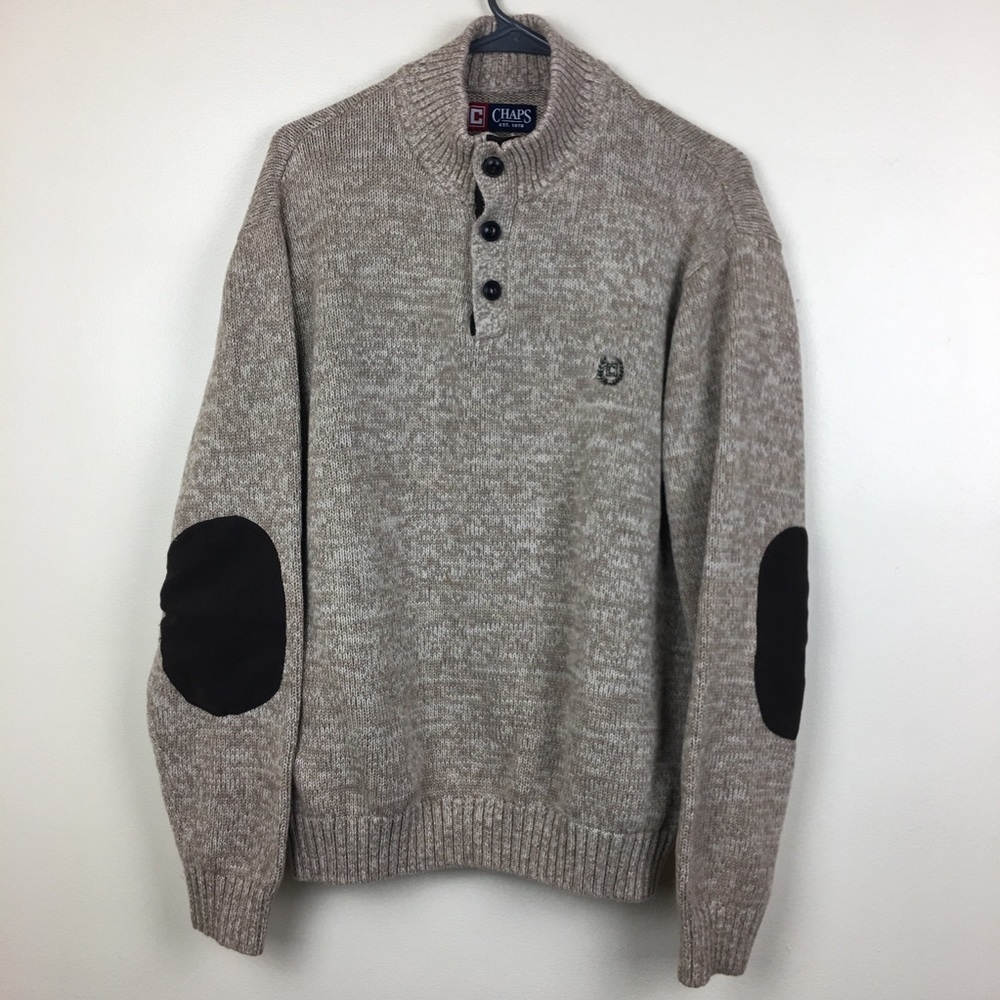 Chaps Elbow Patch Mens Sweater